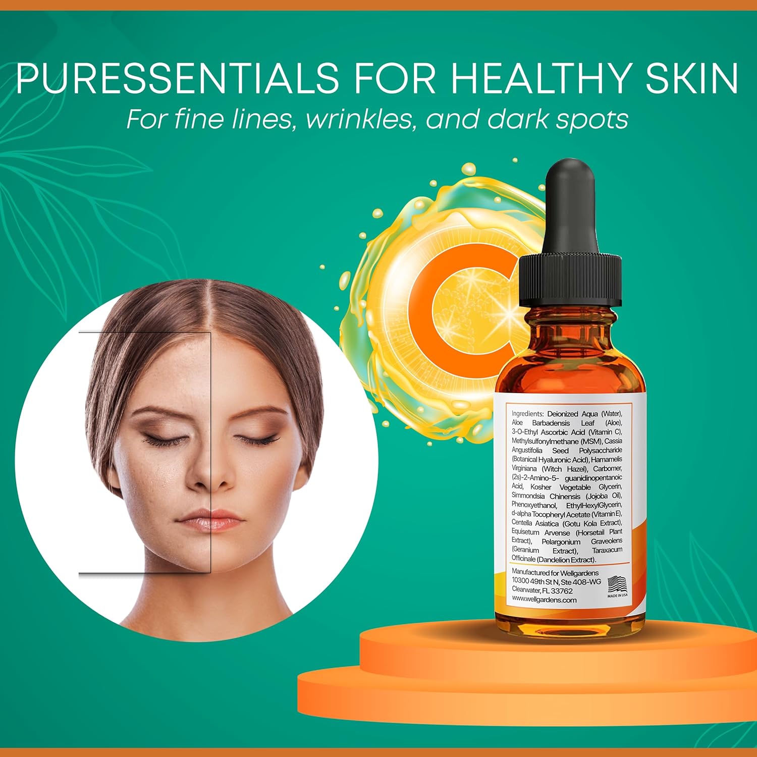 100% Pure Vitamin C Serum For Face - Anti Aging Face Serum - Vitamin C Face Serum, Vitamin E, Hyaluronic Acid, Botanical Blend - Face Serum For Eye Area, Dark Spots, Fine Lines, Wrinkles - 2 Fl Oz : Beauty & Personal Care