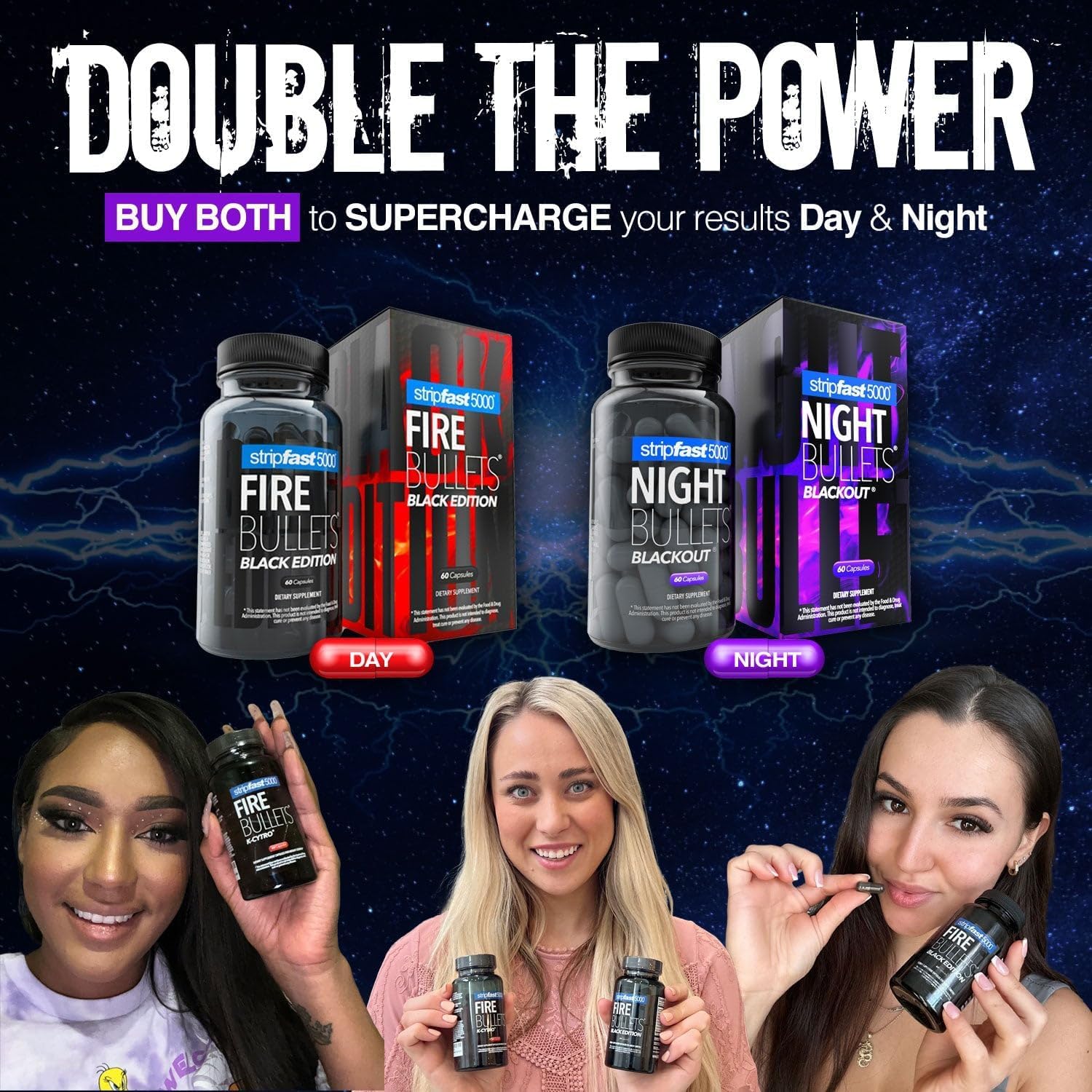 Stripfast5000 Night Bullet Capsules For Women And Men - 60 Count : Health & Household