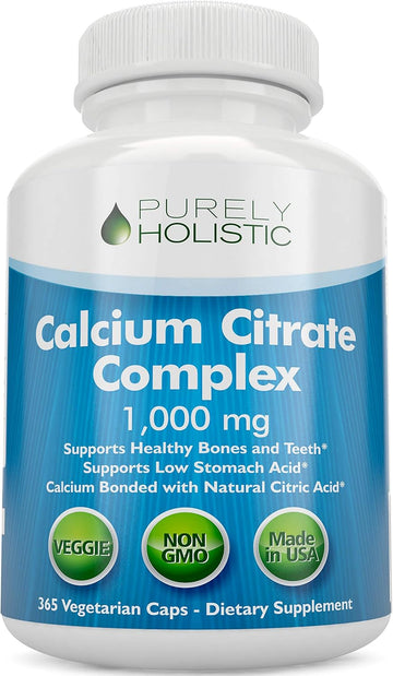 Calcium Citrate 1000Mg - 365 Vegan Capsules Not Tablets With Added Parsley, Dandelion And Watercress - Without Vitamin D - Made In The Usa By Purely Holistic