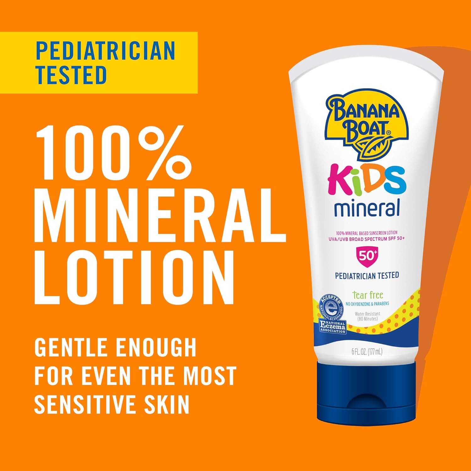 Banana Boat Kids 100% Mineral Sunscreen Lotion SPF 50, Twin Pack | Kids Sunscreen, Kids Sunblock, Banana Boat Mineral Sunscreen for Kids, Oxybenzone Free Sunscreen SPF 50, 6oz each (Pack of 2) : Baby