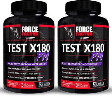 Force Factor Test X180 Pm, 2-Pack, Testosterone Booster For Men, Overnight Testosterone Supplement To Build Muscle, Increase Strength, And Promote Deeper, Healthier Sleep And Recovery, 240 Tablets