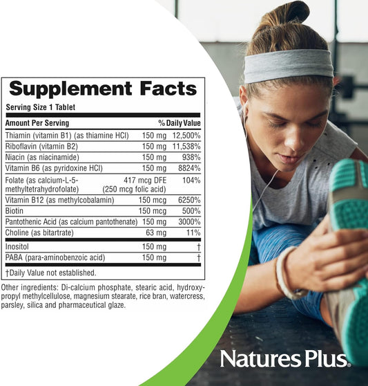 NaturesPlus Mega B-150 Complex - 90 Sustained Release Vegetarian Tablets - Maximum Potency B Complex Vitamin Supplement -Gluten Free - 90 Servings : Health & Household