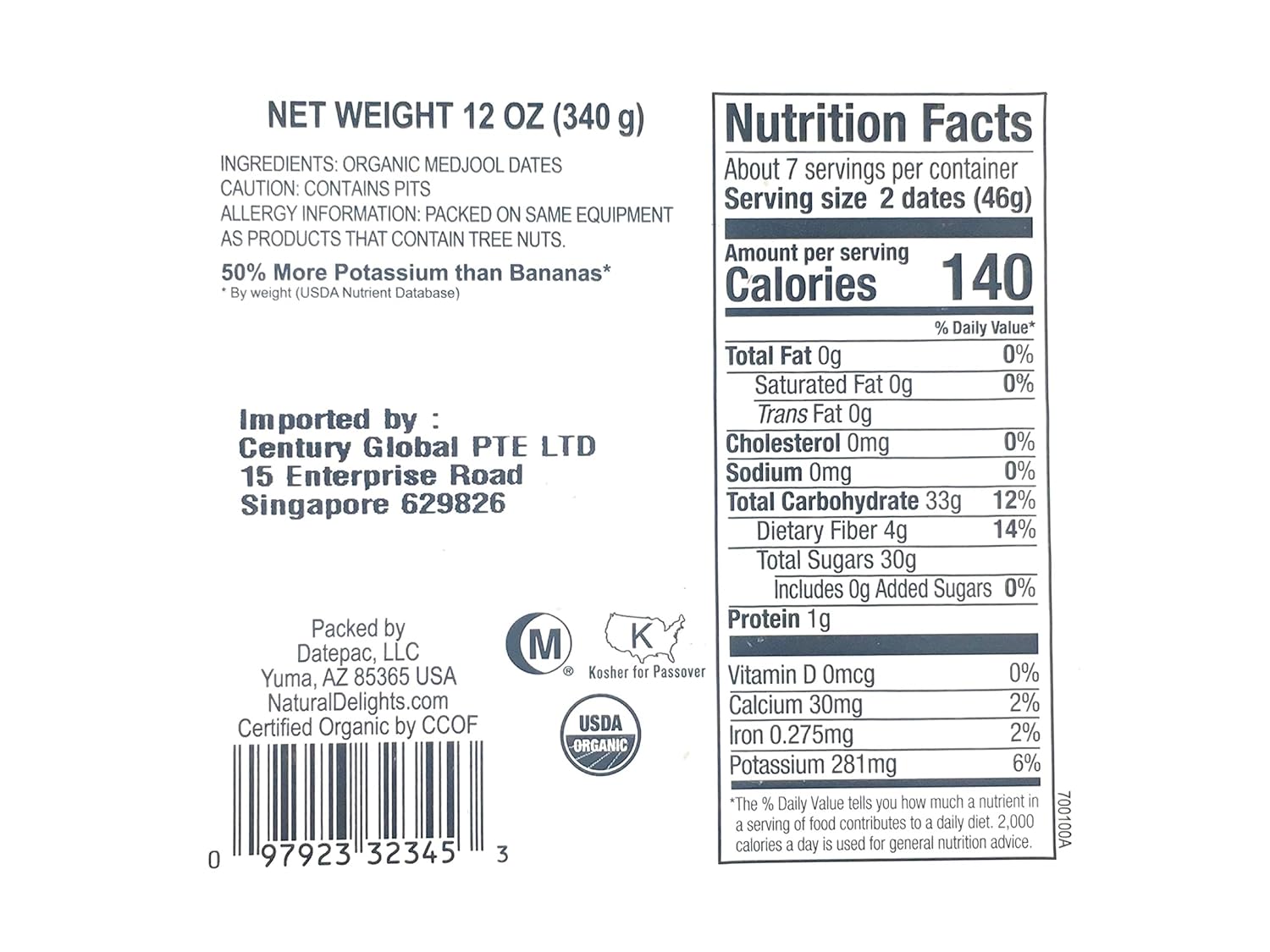 Bard Valley Organic Medjool Dates, 340 Gr : Grocery & Gourmet Food