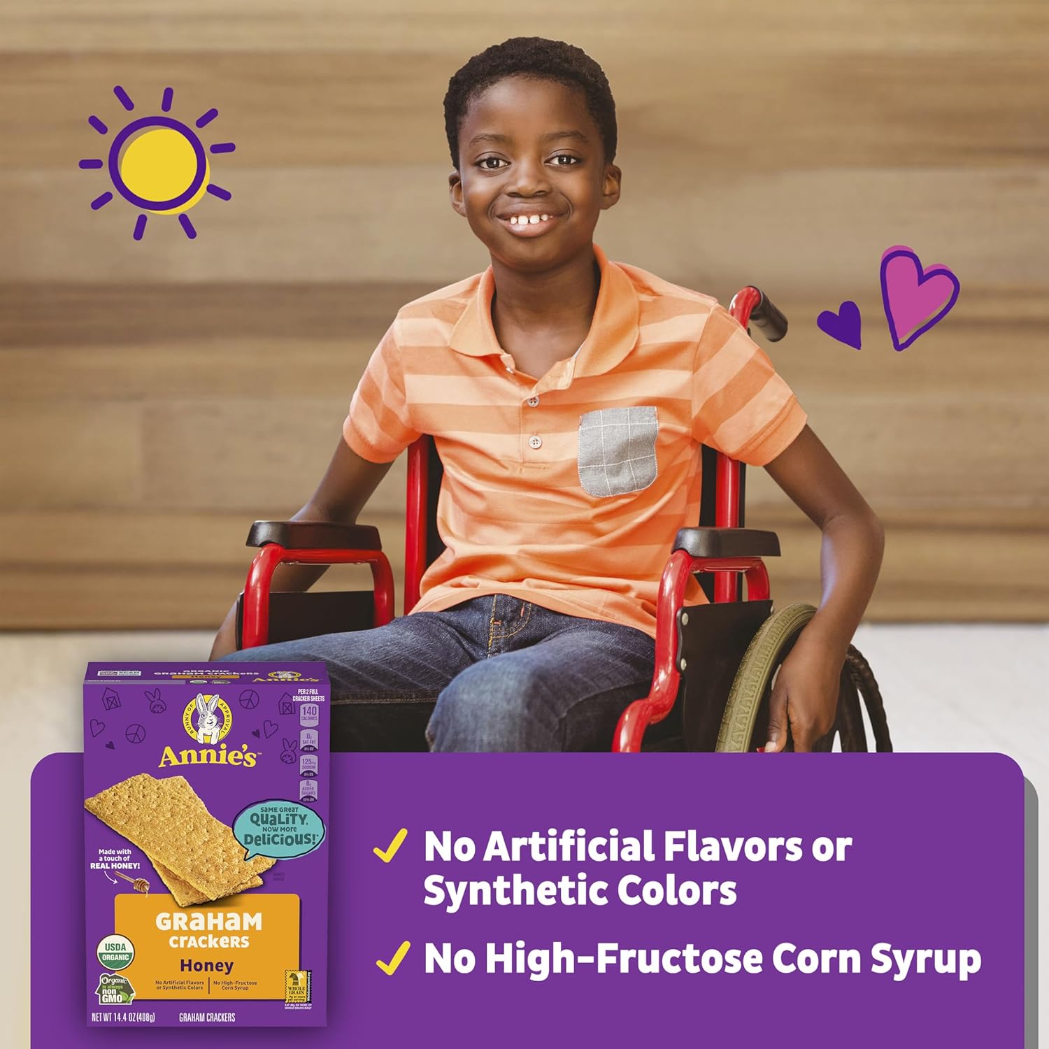 Annie'S Organic Honey Graham Crackers, Made With Whole Grain, 14.4 Oz