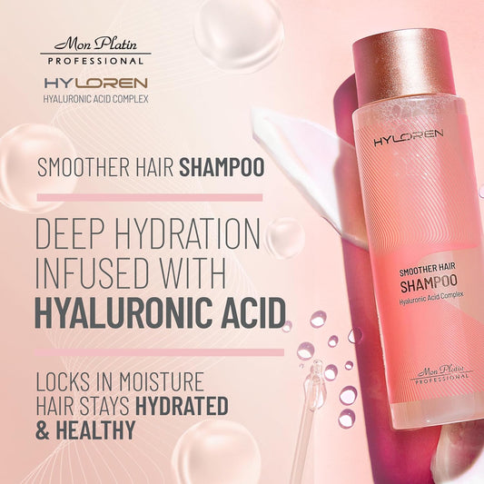 Hy Loren Smoother Hair Shampoo With Hyaluronic Acid For Hair, All Hair Types, Color & Chemically Treated Hair, Sls/Sles Free, Hydrating Shampoo, Smoothing Anti Frizz Shampoo 500Ml