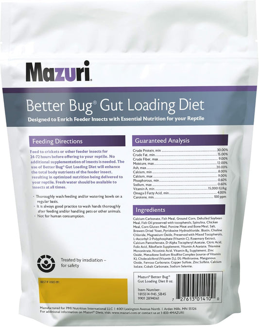 Mazuri | Better Bug Gut-Loading Cricket Diet | 8 Ounce (8 Oz) Bag