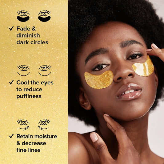 MAREE Under Eye Patches (20 Pairs) - 24K Gold Eye Patches for Puffy Eyes, Dark Circles, Eye Bags - Skin Care with Collagen, Pearl Extract & Hyaluronic Acid - Anti-Aging & Rejuvenating Eye Masks