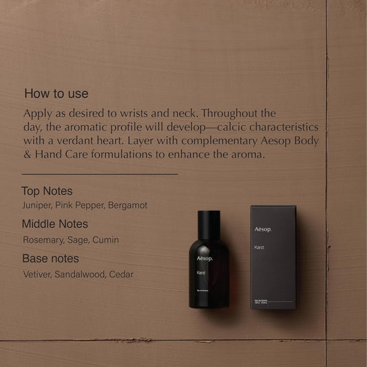 Aesop Karst Eau De Parfum – Fresh, Herbaceous Marine Fragrance With Juniper, Rosemary, And Vetiver | 1.6 Oz