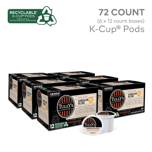 Tully'S Coffee Hawaiian Blend Keurig Single-Serve K-Cup Pods, Medium Roast, 72 Count