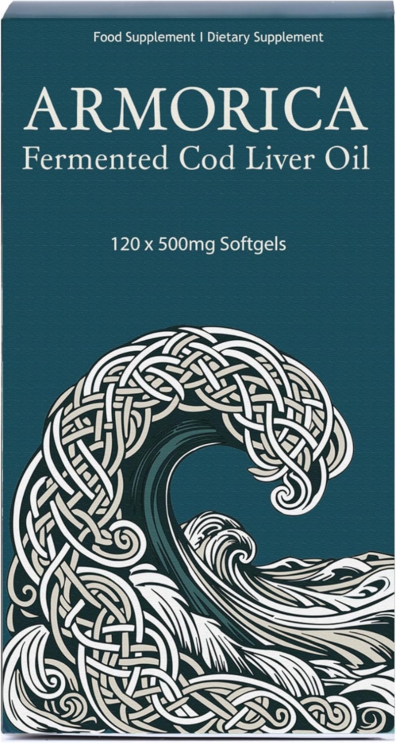 Armorica Fermented Cod Liver Oil - Cold Processed, Lacto-Fermented & Raw Cod Liver Oil - Made Exclusively With Atlantic Cod (Unflavoured, 120 Capsules) : Health & Household