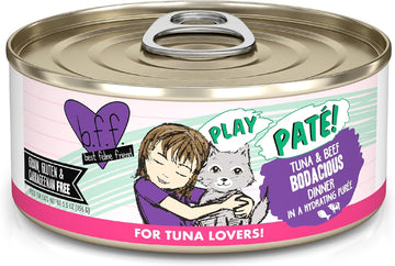 Weruva B.F.F. Play - Best Feline Friend Paté Lovers, Aw Yeah!, Tuna & Beef Bodacious With Tuna & Beef, 5.5Oz Can (Pack Of 8)