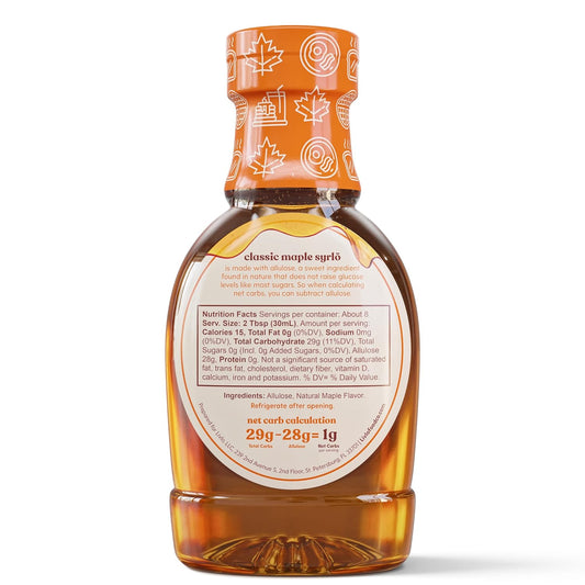 Livlo Sugar Free Keto Maple Syrup - Low Carb & Keto Friendly Pancake Syrup - 1G Net Carbs & 10 Calories Per Serving - Made With Allulose - Sugar Alcohol Free - 8Oz