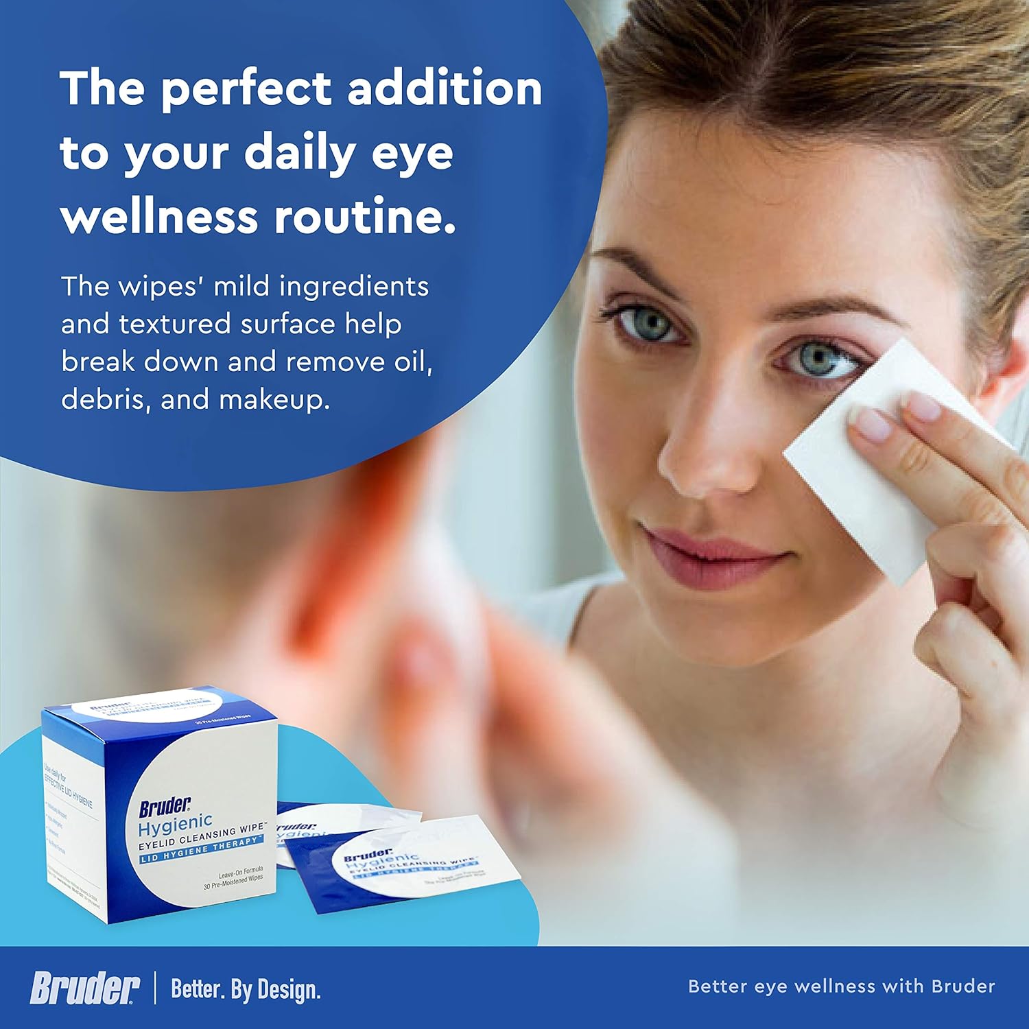 Bruder Hygienic Eyelid Cleansing Wipes | Rinse-Free Exfoliating Wipes Remove Excess Oil And Debris From Eyelids & Lashes | Remove Make Up & Oil L Eye Care L Eye Cleanse L Non-Allergenic L 30 Count Box : Beauty & Personal Care