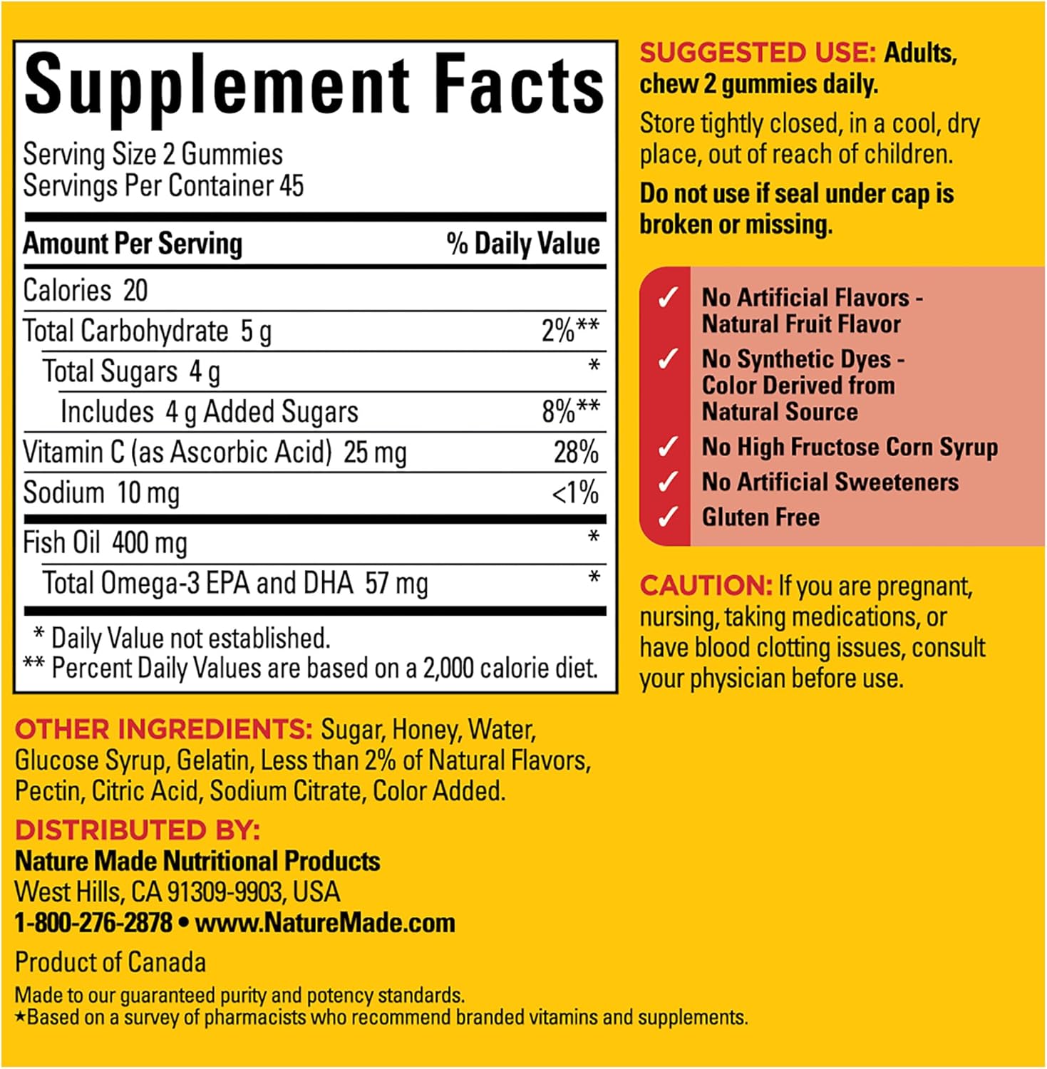 Nature Made Fish Oil Omega 3 Gummies, Omega 3 Fish Oil Supplements, Healthy Heart Support, 90 Gummies, 45 Day Supply : Health & Household