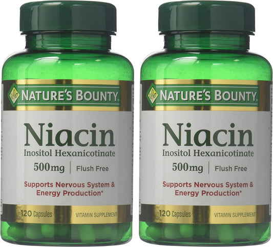 Nature'S Bounty Flush Free Niacin 500 Mg, 240 Capsules (2 X 120 Count Bottles)