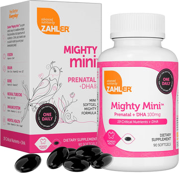 Zahler Mighty Mini Prenatal Vitamin With Dha & Folate - Certified Kosher - All Natural Prenatal Vitamins - Multivitamin For Pregnant Women - 19 Prenatal Vitamins Including Folic Acid (90 Softgels)