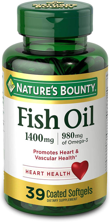 Nature'S Bounty Fish Oil, Dietary Supplement, Omega 3, Supports Heart Health, 1400 Mg, 39 Coated Softgels