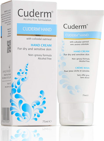 Cuderm Hand Cream 75Ml (Alcohol Free) Fast Absorbing Moisturiser For Dry Skin, Eczema On Hands | Hypoallergenic | Vegan | Unscented | Steroid Free