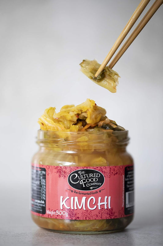 The Cultured Food Company Traditional Kimchi 300G – Authentic Korean Fermented Cabbage With Radishes & Fish Sauce – Probiotic Rich – Perfect For Ramen, Noodles & Kimchi Dishes – Unpasteurised