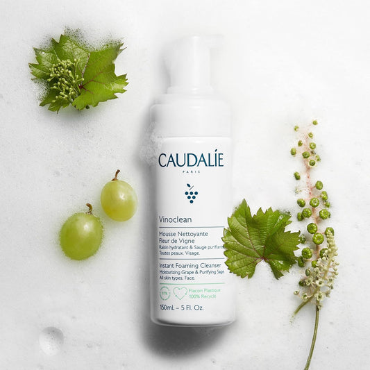 Caudalie Vinoclean Gentle Foaming Cleanser Travel Size, Instant Foaming Cleanser - 50 Ml : Beauty & Personal Care