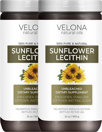 Velona Pure Liquid Sunflower Lecithin 64 Oz | Food Grade | Unbleached | Emulsifier, Stabilizer, Softener, Smoother, Wetting Agent | Use Today - Enjoy Results