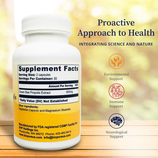 Biopure Brazilian Green Propolis Pure Propolis Extract β Natural Freeze-Dried Extract With Atrepillin-C Ad Phenols To Support Respiratory, Gastrointestinal, And Immune Function β 60 Capsules