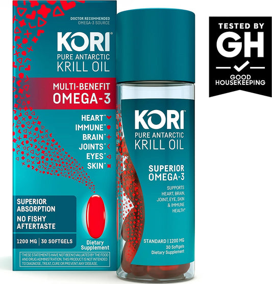 Kori Antarctic Krill Oil Omega-3 1200mg Supplement - Superior Absorpti