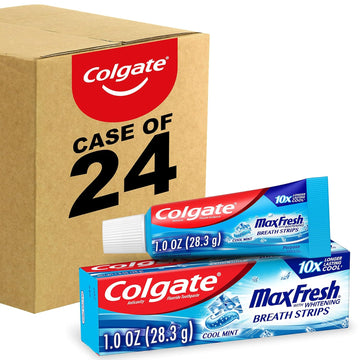 Colgate Max Fresh With Whitening Toothpaste With Mini Breath Strips, Clean Mint Toothpaste For Bad Breath, 6.3 Oz Tube