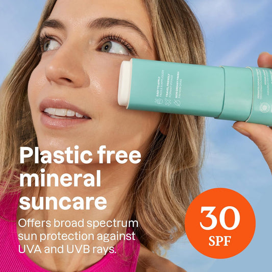 Bundle Of Attitude Mineral Face Sunscreen Stick With Zinc Oxide, Spf 30, Ewg Verified, Plastic-Free, Unscented, 0.7 Oz + After Sun Care Stick, Soothes And Hydrates, Mint And Cucumber, 2 Fl Oz