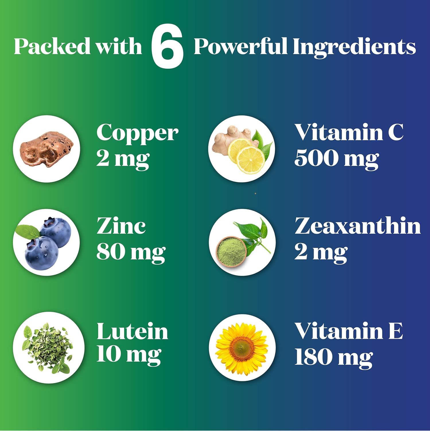 Areds 2 Eye Vitamin & Mineral Supplement, Contains Lutein, Vitamin C, Zeaxanthin, Zinc & Vitamin E With Added Copper - 180 Count : Health & Household