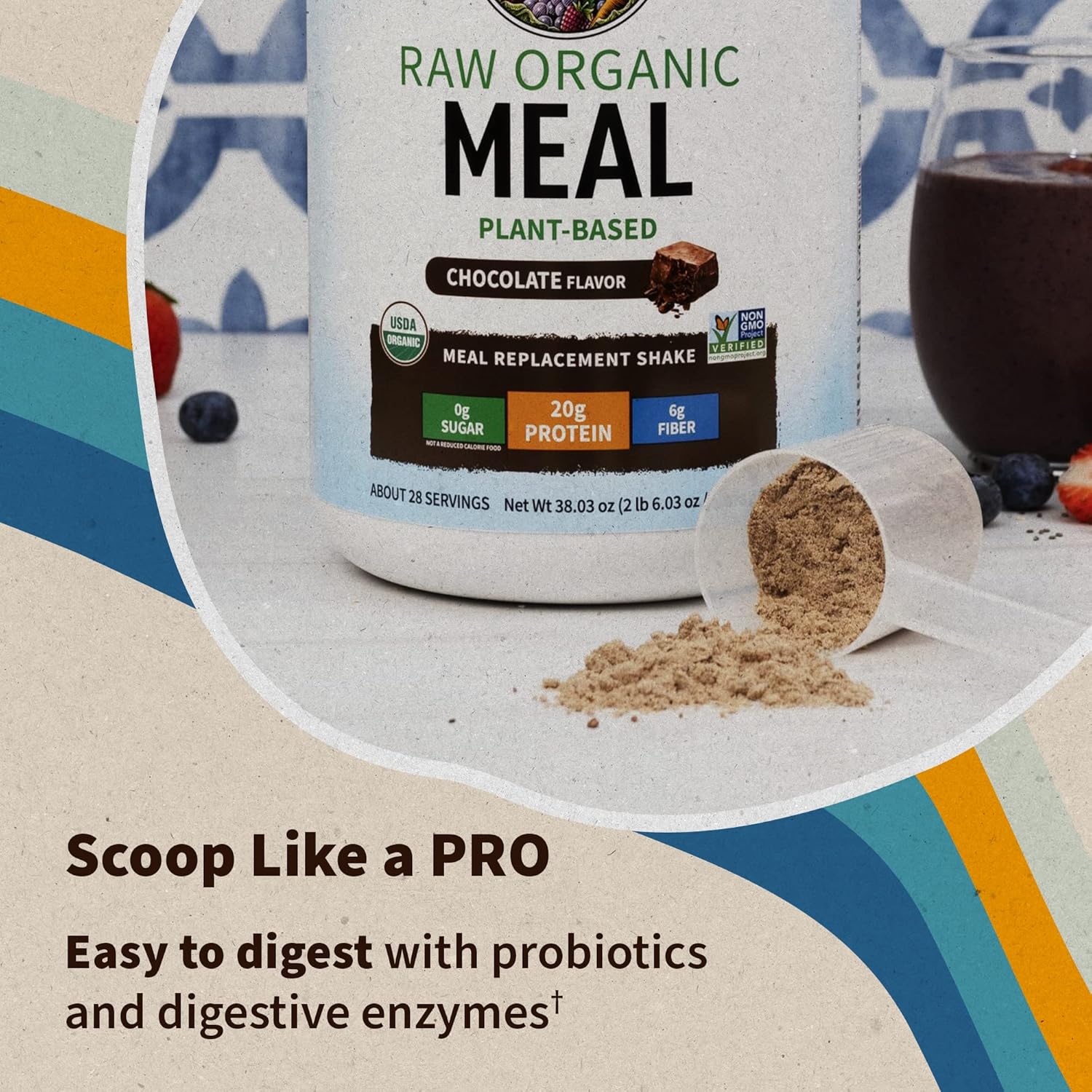 Garden Of Life Meal Replacement Shakes, Vegan Raw Organic Protein Powder, Chocolate Protein Powder With Plant Based Pea Protein, Sprouts, Greens, Probiotics, Dairy Free 14 Servings