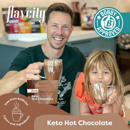 Flavcity Keto Hot Chocolate Powder, Original ā Dairy-Free & Sugar-Free Organic Cocoa Powder Drink Mix ā High-Fiber, Low-Carb & Gluten-Free Prebiotic - Vegan & Non-Gmo (9.4 Oz)