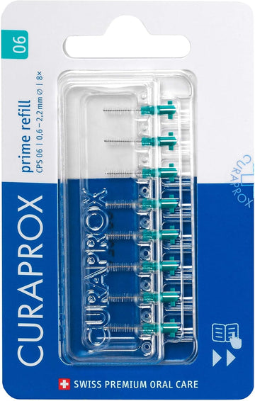 Curaprox Cps 011 Prime Refill Interdental Brushes, Lime Green, 8 Count - 8 X 1.1Mm - 5Mm Internal Toothbrushes