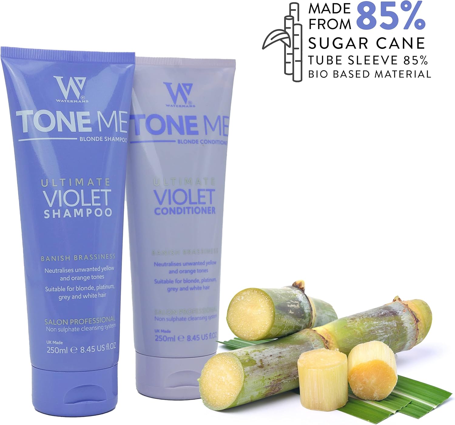 Watermans Blonde Set - Purple Shampoo and Conditioner Set with Free Make Up Bag - Remove Yellow Tones Fast for Blonde, Platinum, White, or Grey Hair : Amazon.co.uk: Beauty