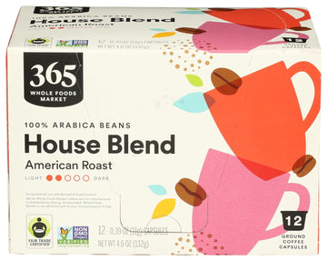 365 By Whole Foods Market, Coffee House Blend American Roast Pods 12 Count, 4.6 Ounce