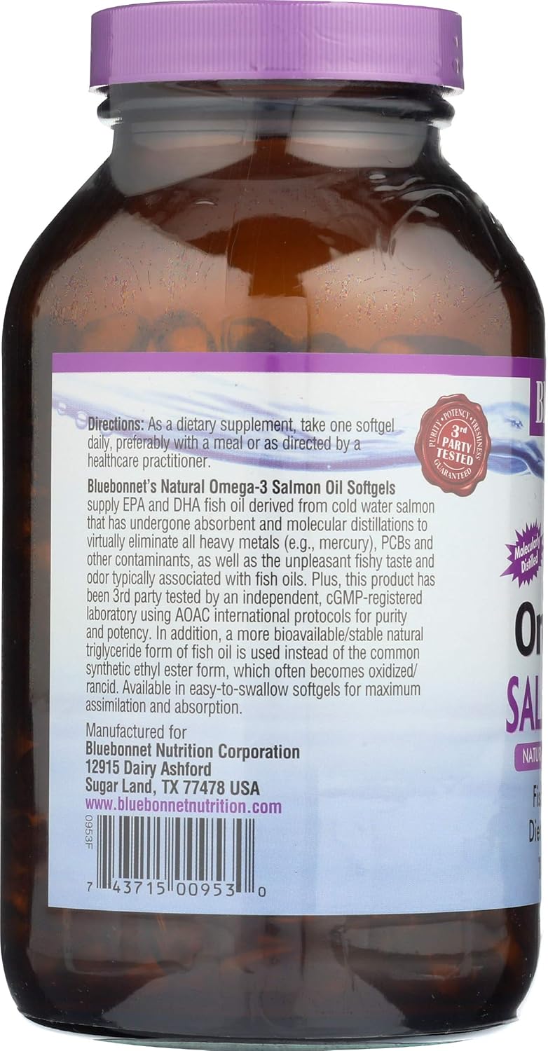Omega-3 (Salmon Oil) 180 Softgels, 1000 Mg - Bluebonnet : Health & Household