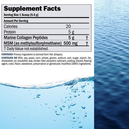 Andrew Lessman Marine Collagen Peptides Powder And Msm 120 Servings - Supports Radiant Smooth Soft Skin, Comfortable Joints. Pure. Super Soluble No Fishy Flavor No Additives Non-Gmo
