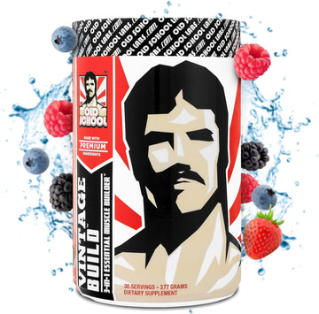 Vintage Build  Post Workout Recovery & Muscle Building Powder Drink For Muscular Strength & Growth - Reduces Soreness  Creatine Monohydrate, Bcaas, L-Glutamine  Fresh Berries Flavor  377G