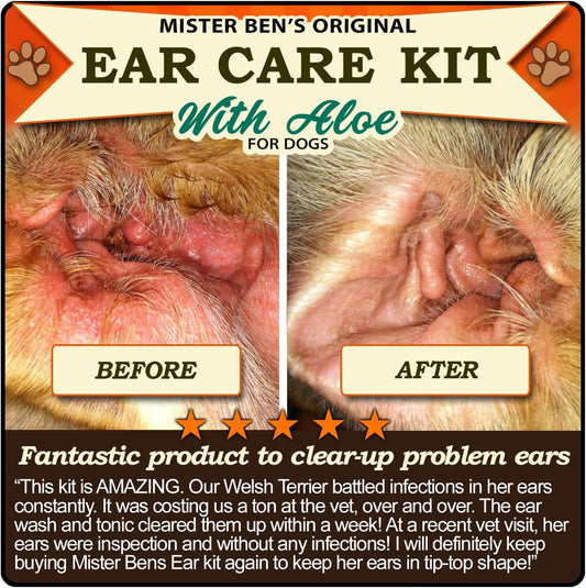 Mister Ben'S Original Ear Cleaner For Dogs Care Kit - Includes Tonic & Wash