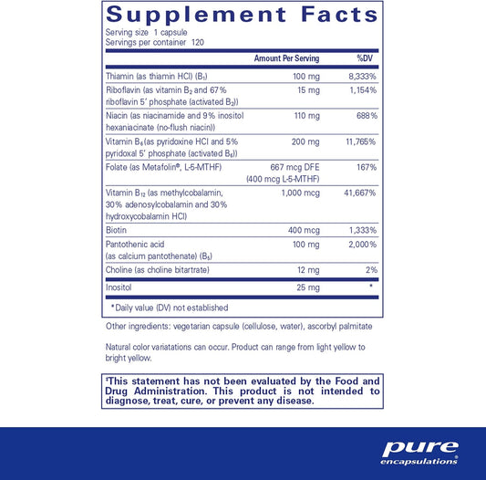 Pure Encapsulations B6 Complex - Supports Nervous System & Brain Health* - includes B Vitamins - Contains Enriched Vitamin B6 - Non-GMO & Gluten Free - 120 Capsules