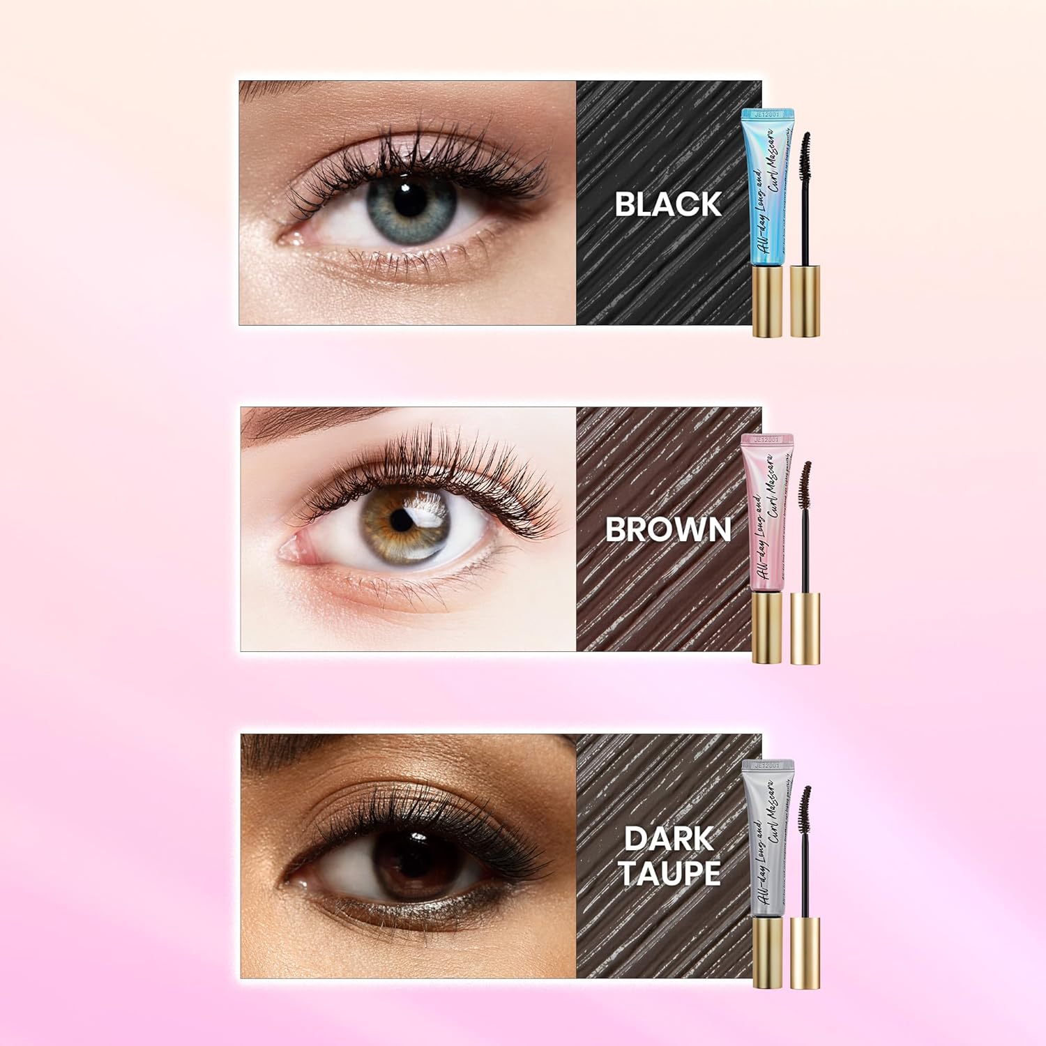 Milktouch All Day Long & Curl Mascara - Lasting Lash Curling Mascara For Straight Lashes | Eye Makeup Mascara Volume And Length | Curl-Enhancing Smudge Proof Mascara | Lash Lift Mascara 0.35 Oz Brown