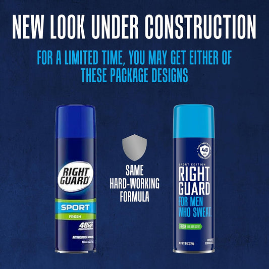 Right Guard Sport Antiperspirant & Deodorant Spray | 4-in-1 Protection Spray Deodorant For Men | Blocks Sweat | 48-Hour Odor Control | Fresh Scent, 6 oz. (3 count)