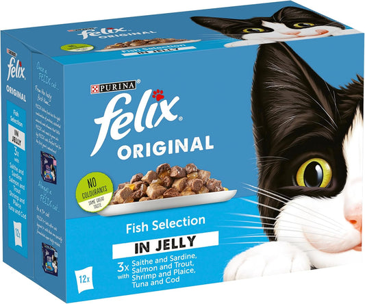 Felix Adult Wet Cat Food Fish In Jelly 12 X 100G Pouches12445898