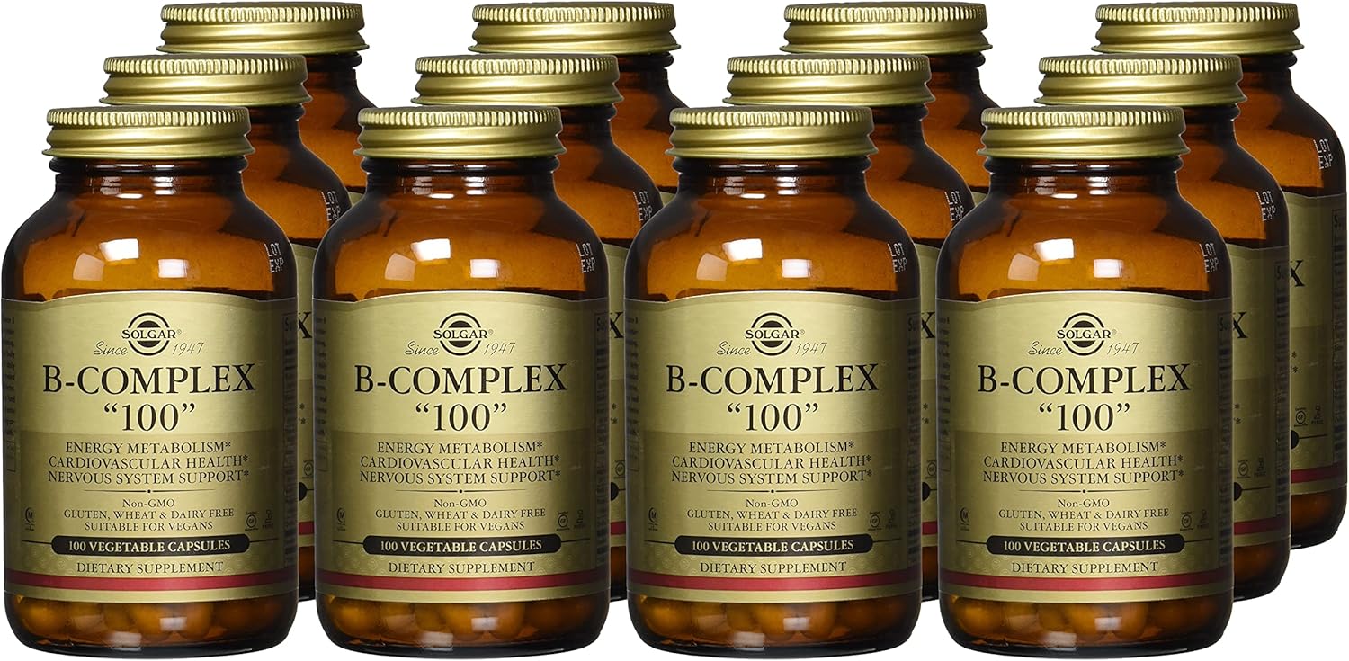Solgar B-Complex "100", 100 Vegetable Capsules - Heart Health, 100 Count (Pack Of 12)