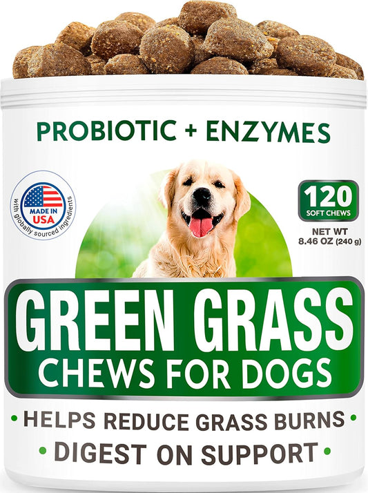 All-Natural Grass Treatment For Dog Urine Bundle - Grass Restore Treats For Dogs - Pee Lawn Repair Chews W Probiotics - Dog Urine Neutralizer Solution For Grass Burn Spots - Made In Usa