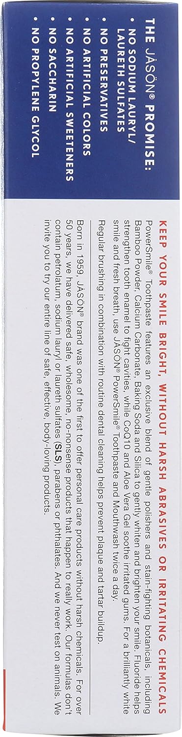 Jasön Powersmile Anti-Cavity & Whitening Gel, Powerful Peppermint, 6 Oz : Health & Household