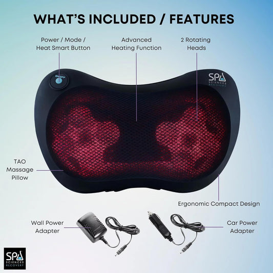 Spa Sciences - Tao Massage Pillow - Shiatsu Kneading Massage Pillow -