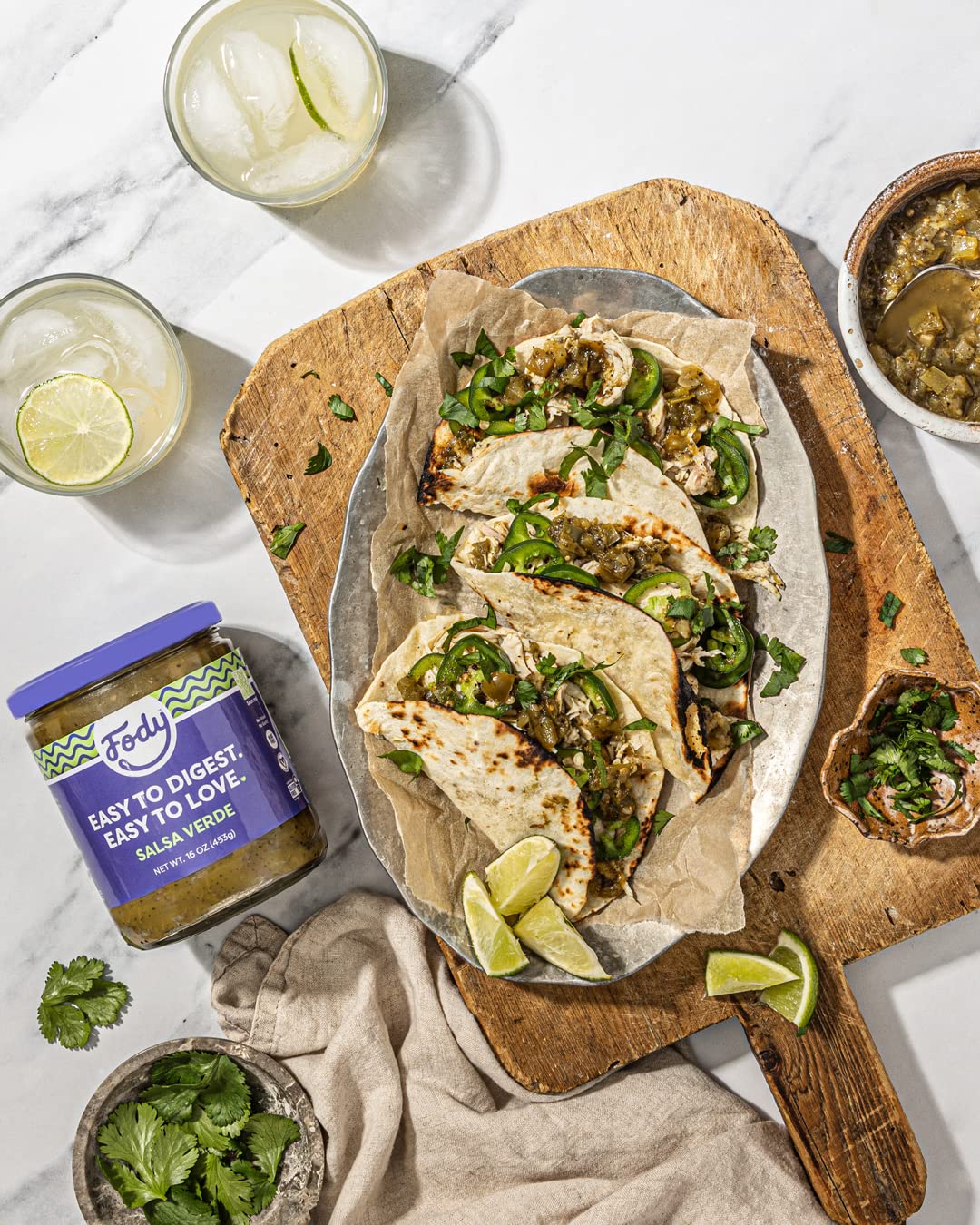 Fody Foods Salsa Verde, 16 Oz, Garlic And Onion Free, Low Fodmap Certified, Gut & Ibs Friendly, Vegan, Non-Gmo, Gluten Free, Keto Friendly