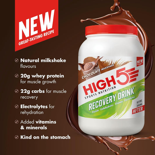 High5 Recovery Drink - Carbohydrate And Whey Protein Powder (20G) For Muscle Recovery With Electrolytes Powder - Fast-Absorbing Post Workout Shake (Chocolate Milkshake, 1.6Kg - 32 Servings)