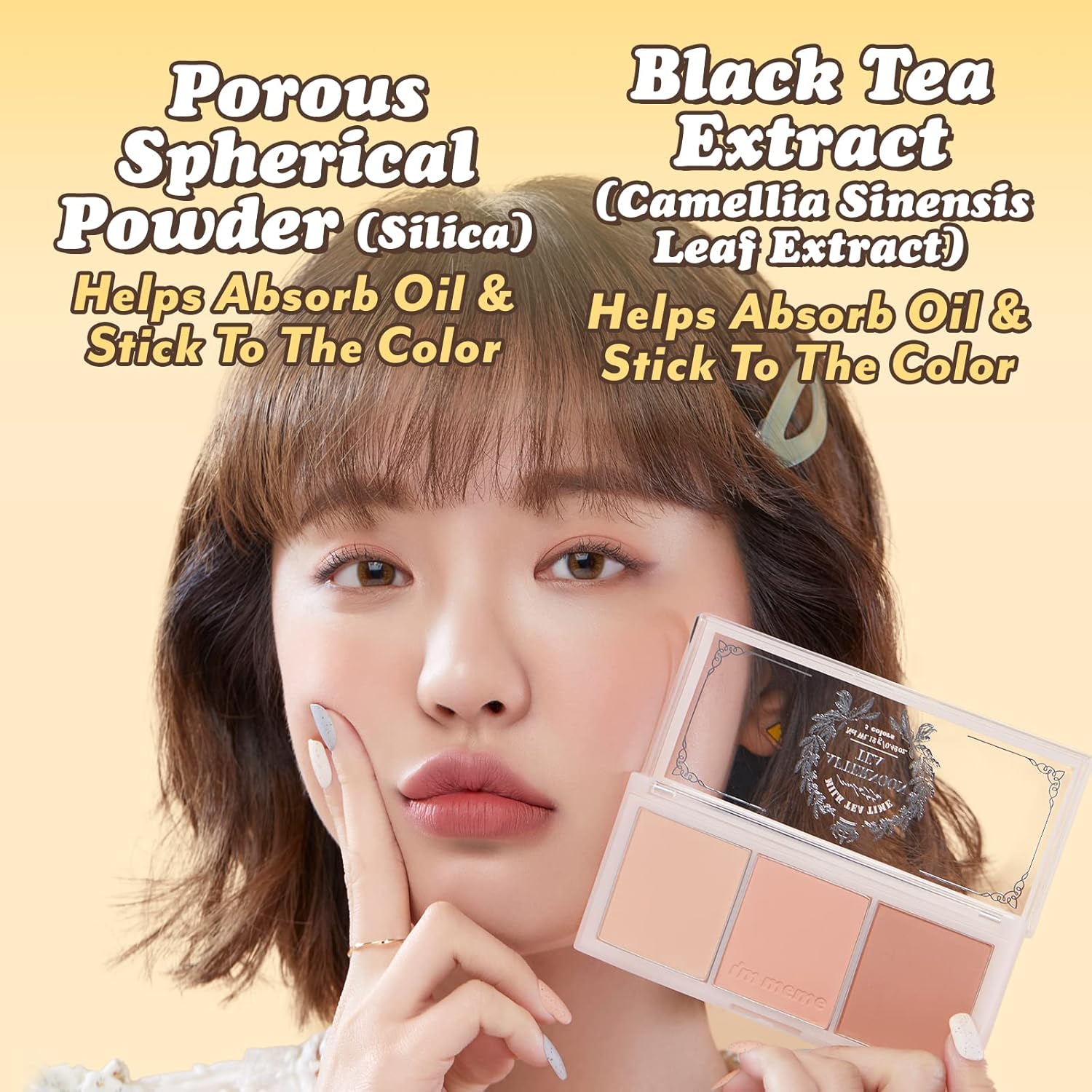 I'M Meme Palette - Afternoon Tea Blusher | Milk Tea Time, Blush For Cheek, Natural & Neutral, Buildable & Blendable, 3 Shades Palette, Matte Powder Blush For Face & Cheeks, Valentine Day Gift, 0.42 Oz